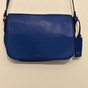 Fossil blue pebble leather crossbody
